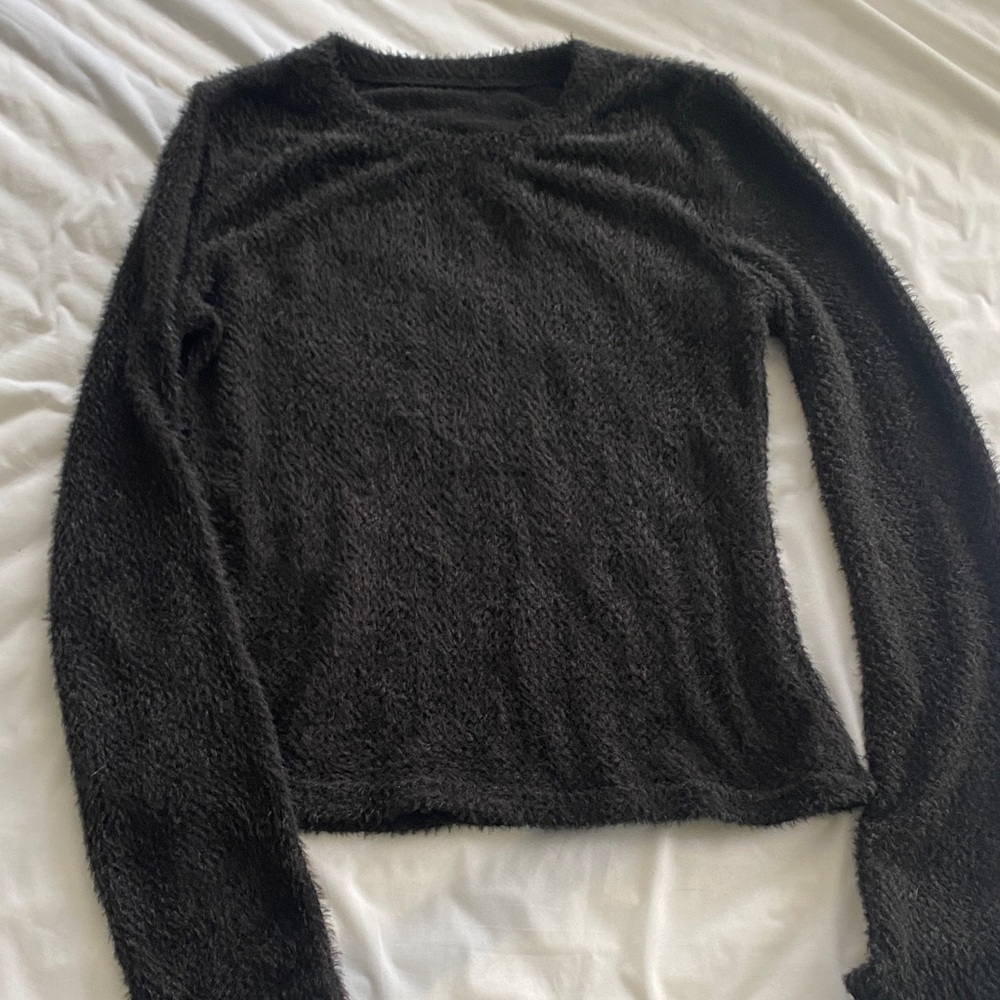 Cozy Black Fuzzy Sweater